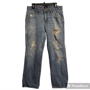 Rock & Republic Jeans Men's 34 Blue Pants Distressed Straight Mid-Rise 130273
